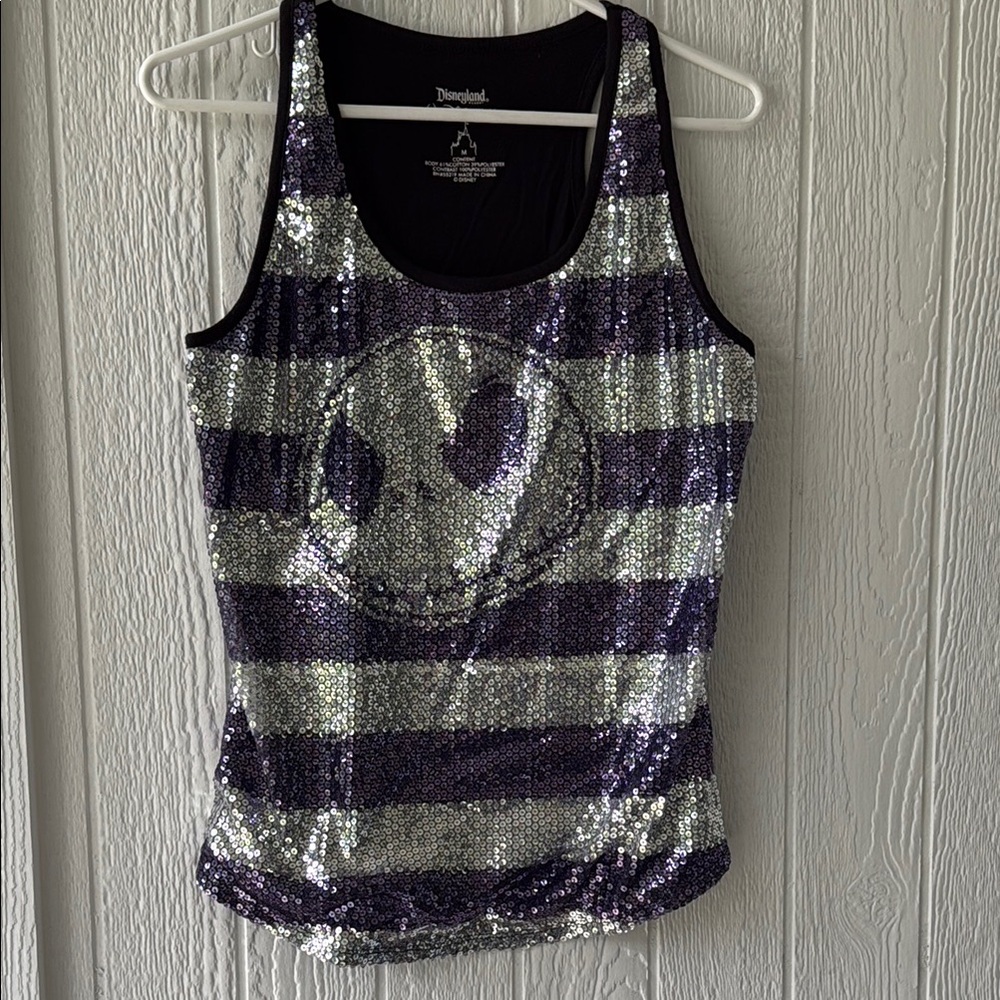 Disneyland Nightmare Before Christmas Jack Skellington Sequins Tank Top sz M